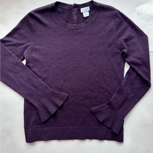 CLUB MONACO M 100% Cashmere Sweater Womens Medium Purple Pullover Ruffle…